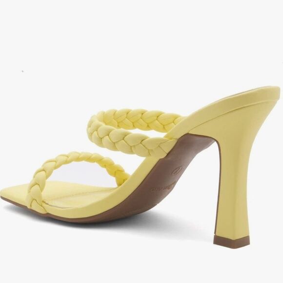 NEW SHOE LAND SL-MILEY SQUARE OPEN TOE HEELED DOUBLE BRAIDED STRAP SLIDE SANDAL - Picture 6 of 15